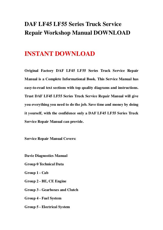 daf cf85 workshop manual pdf