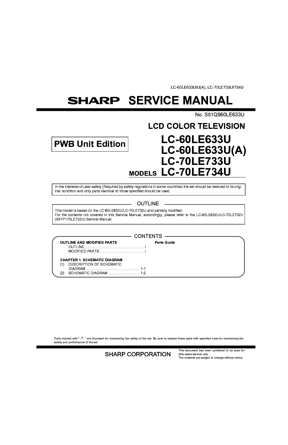sharp tv service manual free download