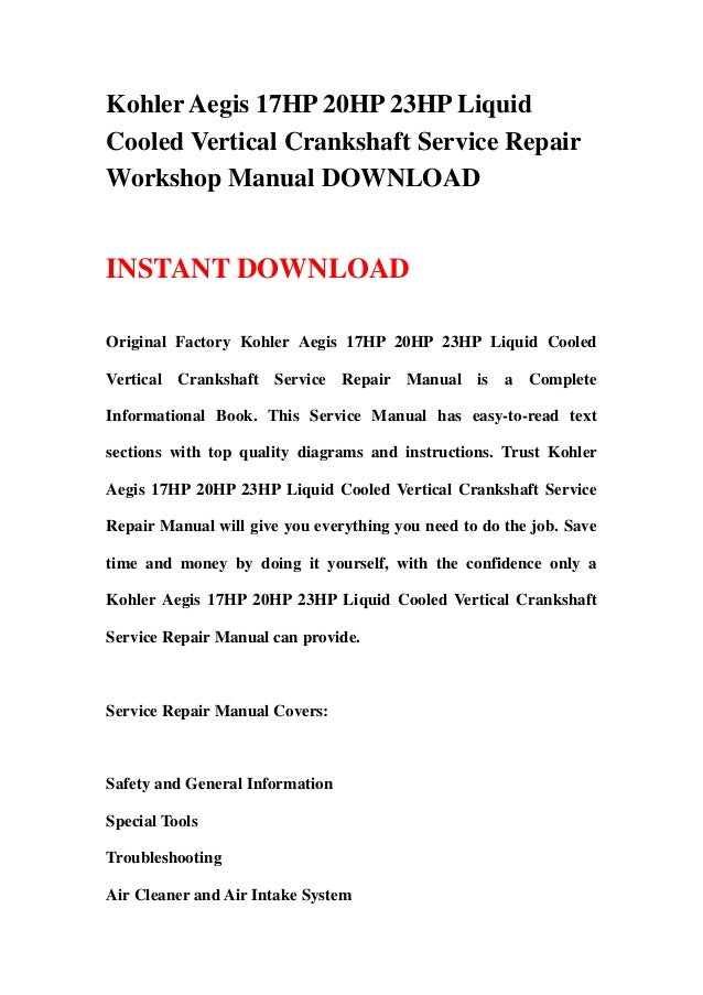 kohler ch44otf generator service manuals download