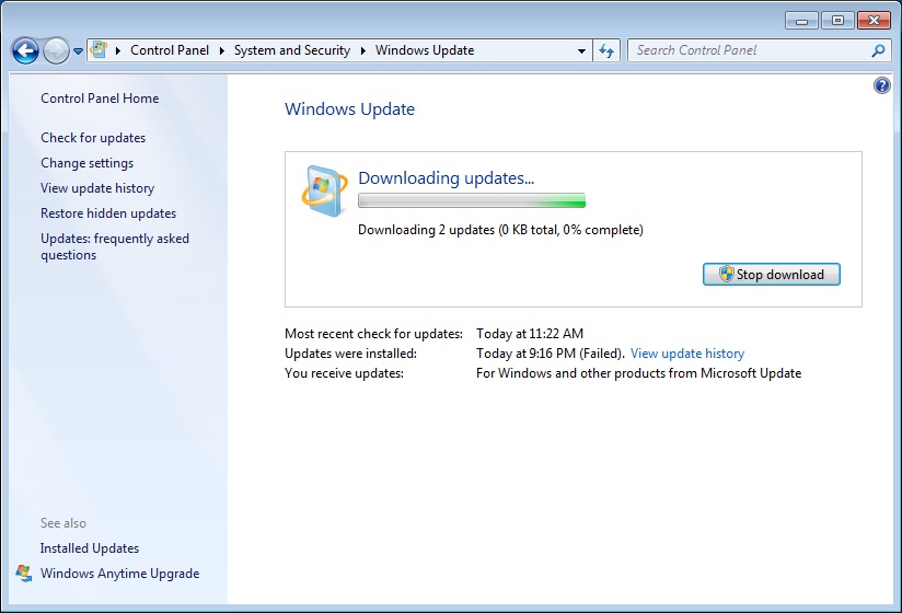 microsoft windows 7 updates manual download