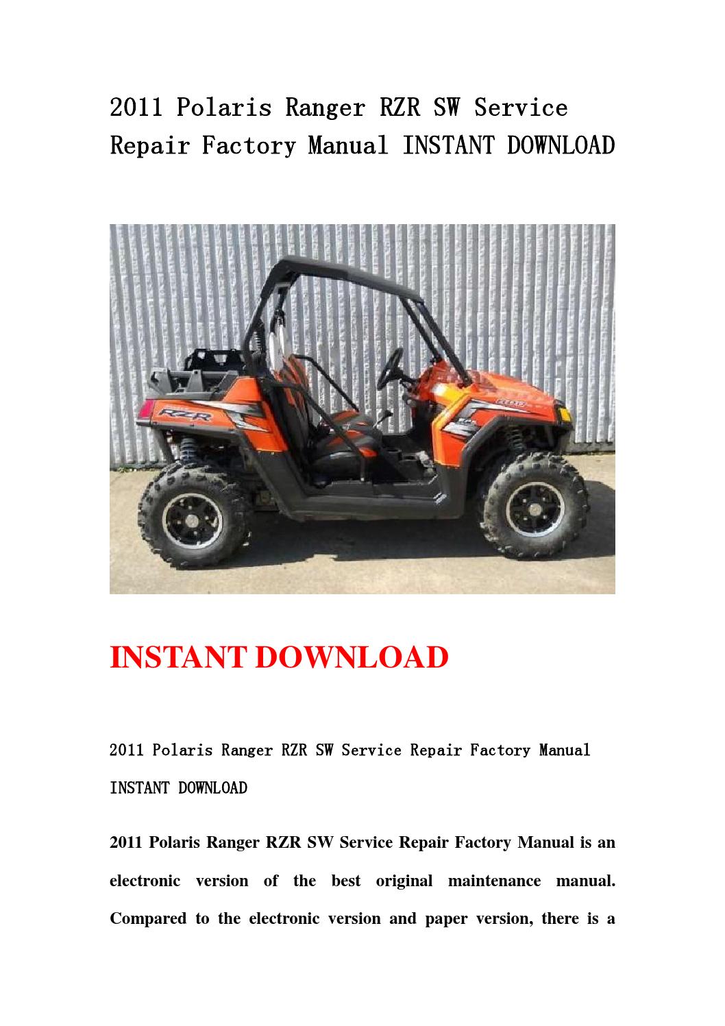 polaris rzr repair manual download