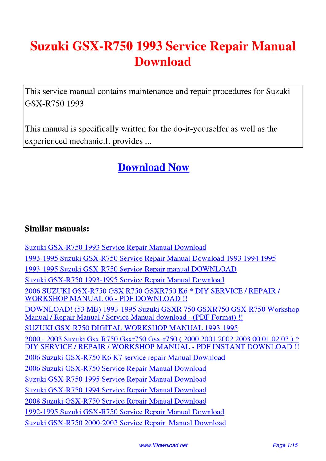 2003 suzuki gsxr 750 owners manual free download