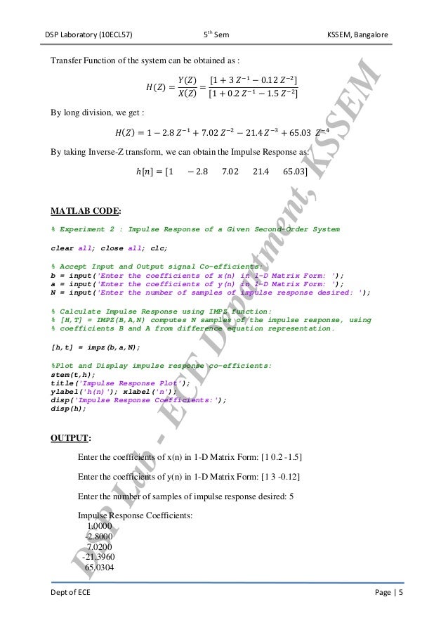 dsp lab manual for 5th sem ece pdf