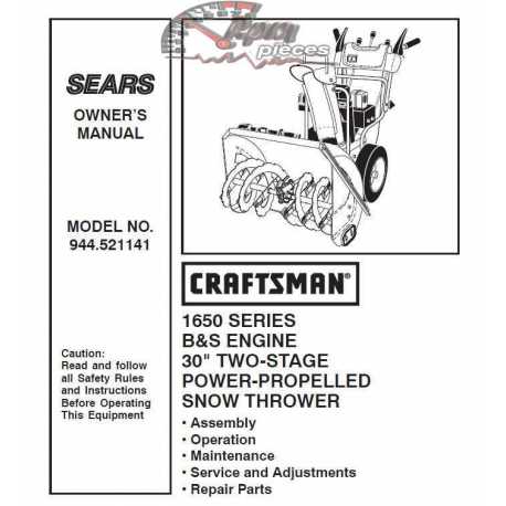 craftsman model 247.883961 snowblower manual