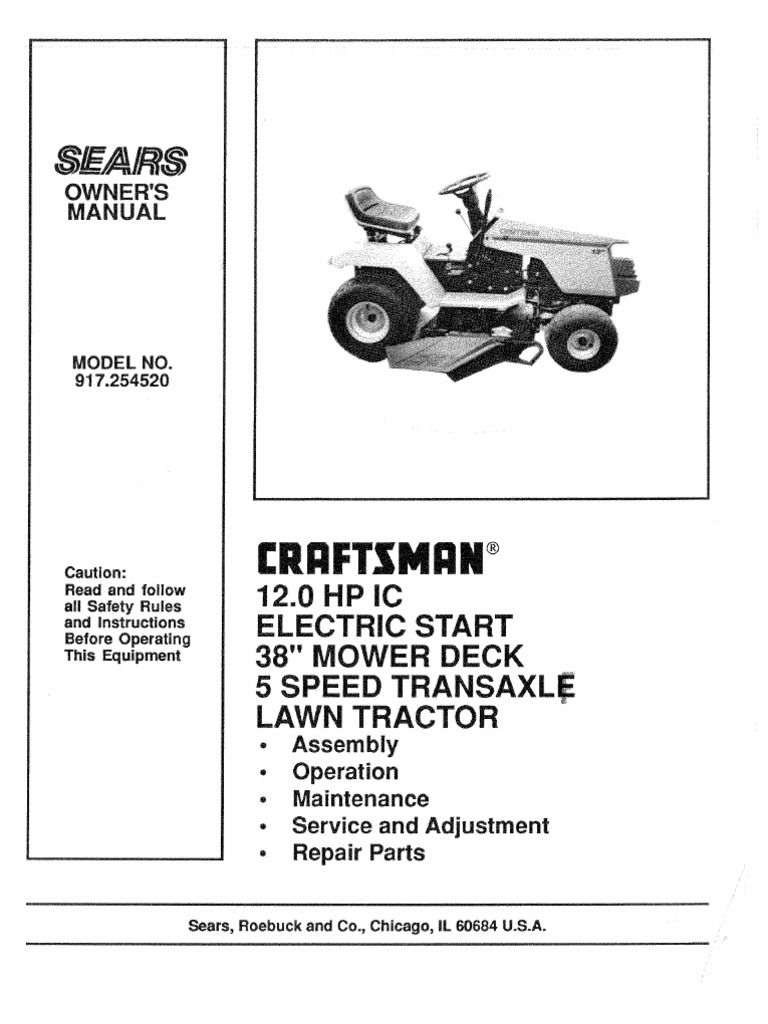 craftsman lawn tractor model 917 manual
