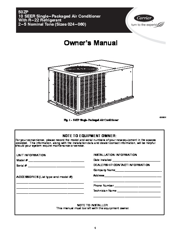 carrier ac model 38th024300dl manual