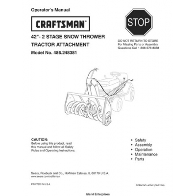 craftsman model 247.883961 snowblower manual