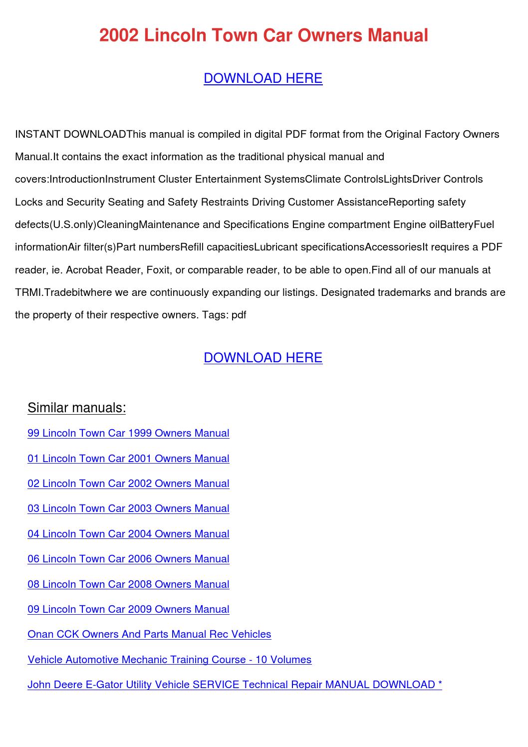 2004 lincoln town car repair manual pdf download