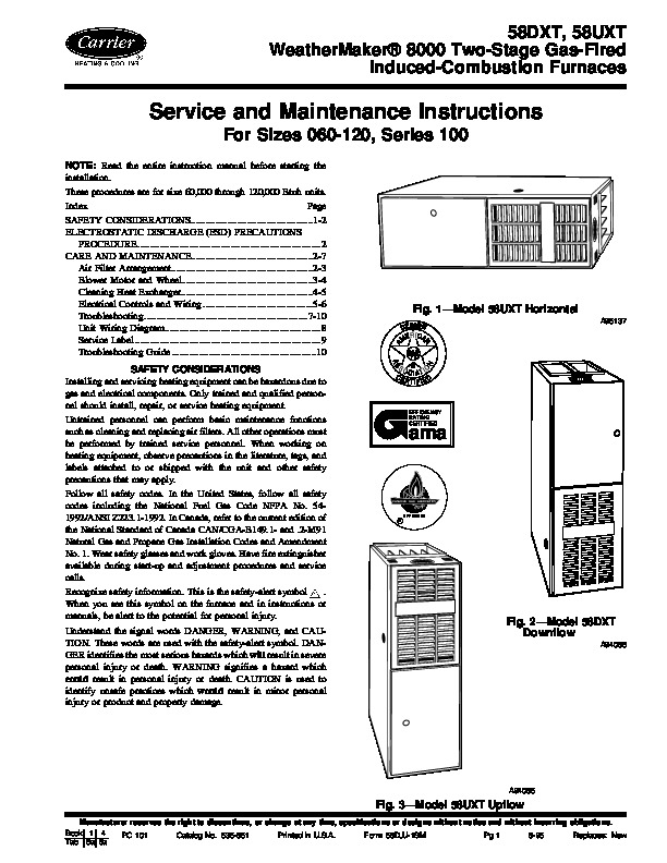 furnace model cpg43051-u service manual