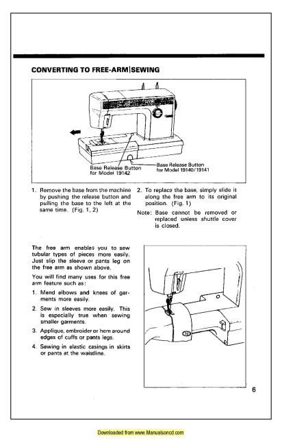 free sewing machine manual for kenmore sewing machine model 158.904